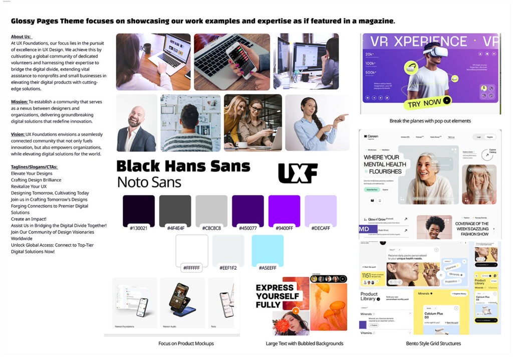 Visual Identity Board for UX Foundations Glossy Pages